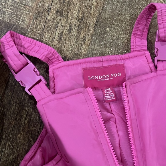 London Fog Girl’s Snow Bibs Overalls - Pink - Picture 5 of 5